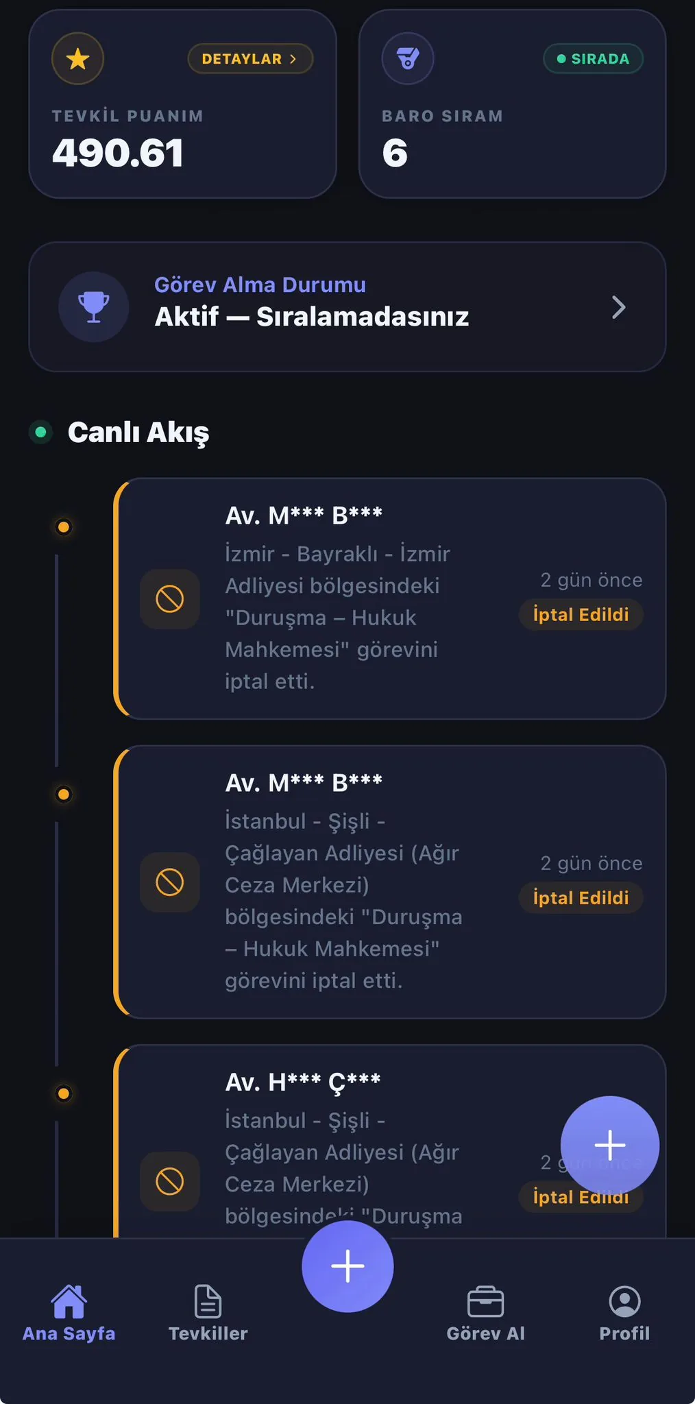 Adiltevkil görev detay ekranı